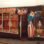 Shop front with painted clowns