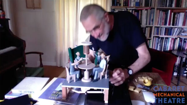 Paul Spooner showing a piece of automata